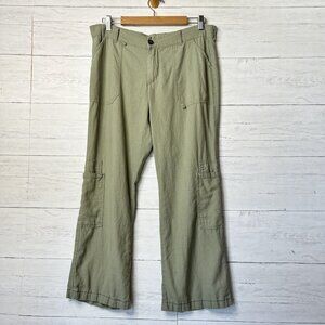 Sincerely Jules Pants Womens Size 11/30 Olive Green Cropped Linen Blends Pockets